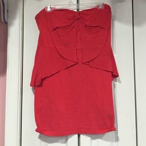 Red Strapless Fitted Peplum Dress