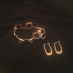 Fossil copper colored bracelet and earrings