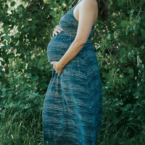 Old Navy Blue Maxi Tank Maternity Dress