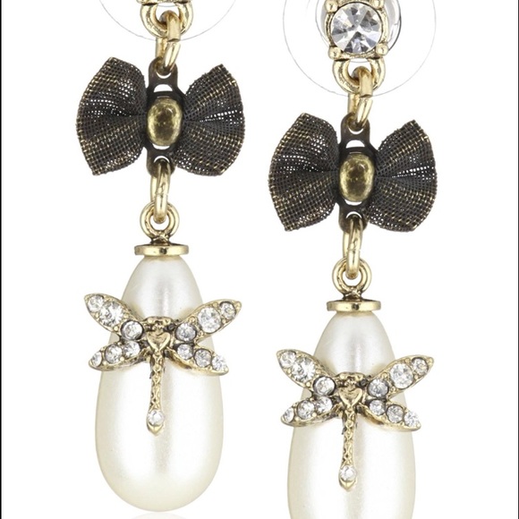 Betsey Johnson Dragonfly Teardrop Drop Earrings