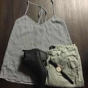 Checkered strappy tank top