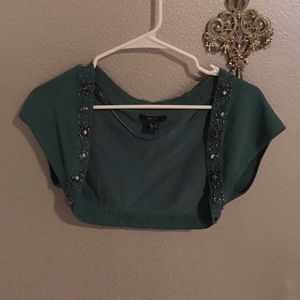 Embellished Teal Shrug