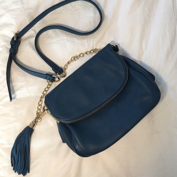 Blue Leather Crossbody Bag