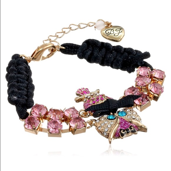 Betsey Johnson Owl Rhinestone Chain Bracelet