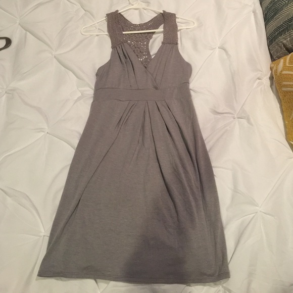 Gray v neck dress