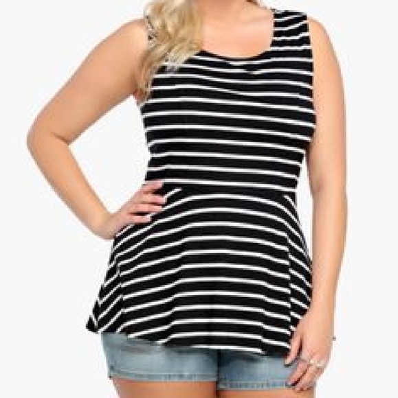 Torrid Black and White Peplum Top