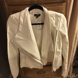 Bebe White Asymmetrical Faux Leather Jacket