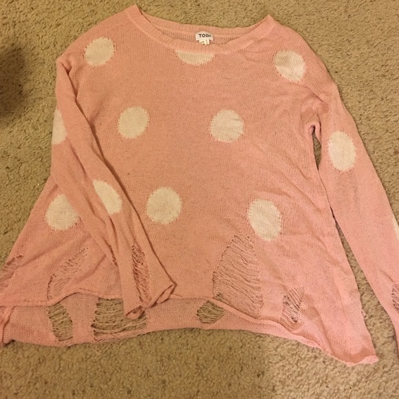Pale pink polka dot sweater