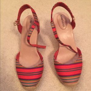 Like New Multi Colored Wedge Espadrille Sandal
