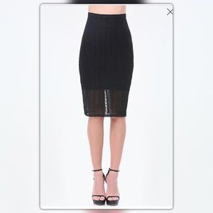 BeBe Striped Mesh Midi Skirt