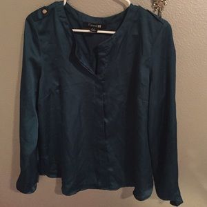 Teal Satin Dress Shirt