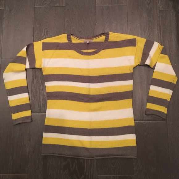 Super soft and cozy grey & yellow striped sweater