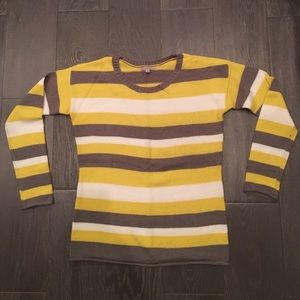 Super soft and cozy grey & yellow striped sweater