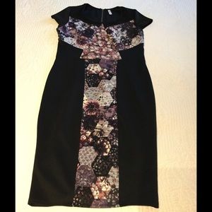 Black and Floral Print Dress
