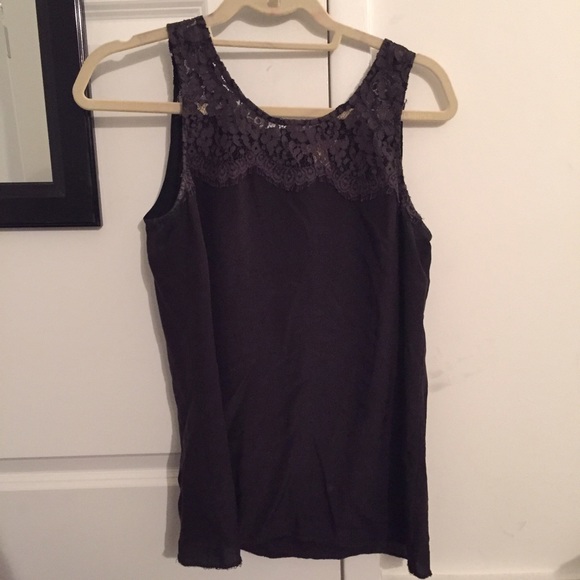J. Crew black lace top silk size 6