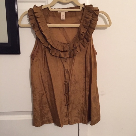 J. Crew olive silk bead button top size 0