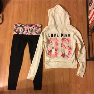 Victorias Secret Pink Matching Yoga Legging Hoddie