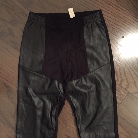 H&M faux leather panel leggings size XS