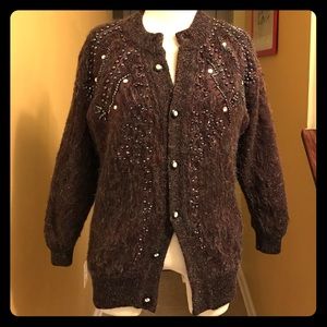 Vintage Woolly Sweater with iridescent bead work