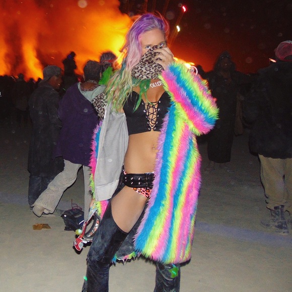 Sold 💘RAINBOW BURN FUR COAT 🌈