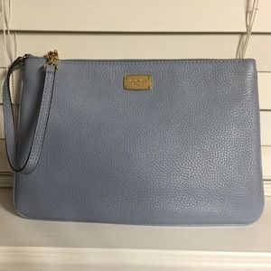 Michael Kors Pale Blue XL Zip Clutch New with tags
