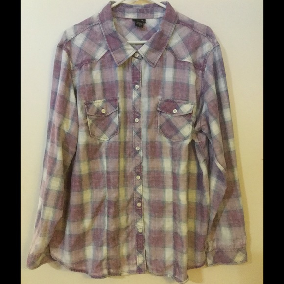 Torrid Distressed Camp Button-up Shirt