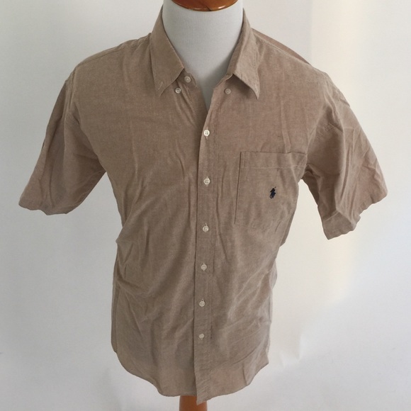 Men Light Brown Buttoned-Down Short-Sleeved Shirt