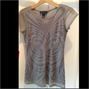 INC gray tee with embroidered overlay