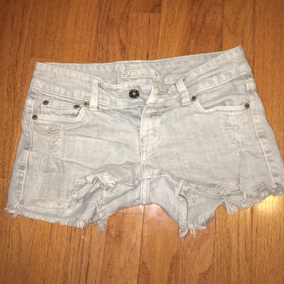 Grey distressed Carmar denim shorts