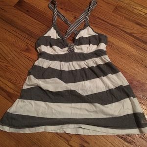Hollister gray striped cross back tank