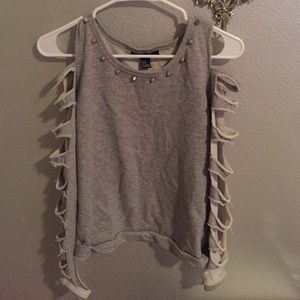 Grey Sweater with multiple sleeve slits