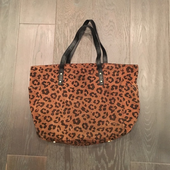 J. Crew tote bag in leopard suede