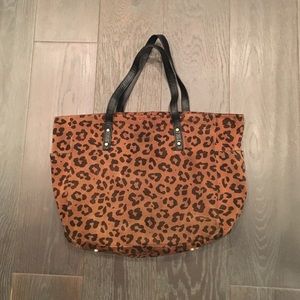 J. Crew tote bag in leopard suede