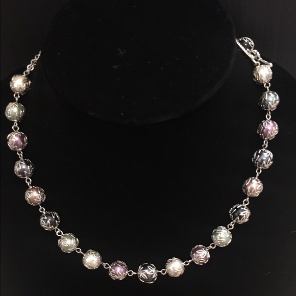 Glass pearl necklace