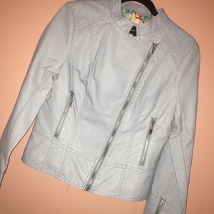 Baby Blue Faux Leather jacket