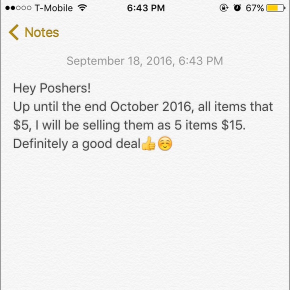 5 FOR $15. ENDS ON THE END OF OCTOBER