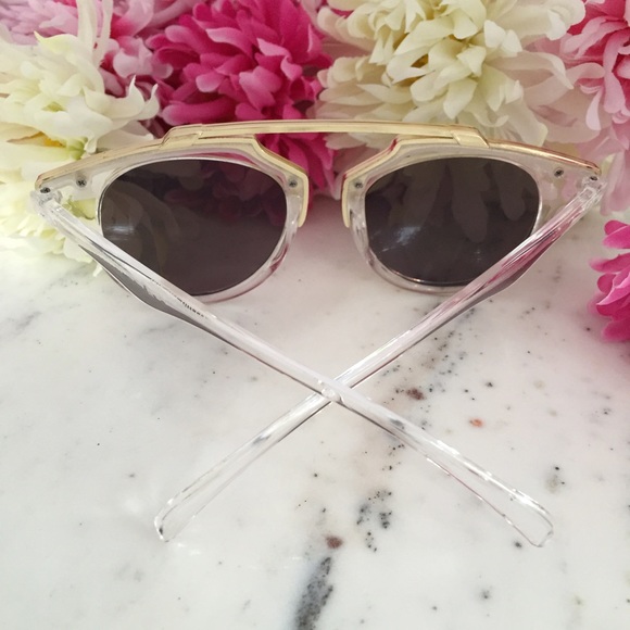 "Madeline" Sunglasses || Clear & Green/Blue Mirror - Picture 2 of 5