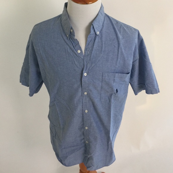 Men XXL Blue Buttoned-Down Short-Sleeved Shirt