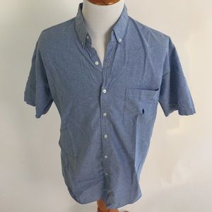 Men XXL Blue Buttoned-Down Short-Sleeved Shirt