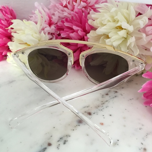 "Madeline" Sunglasses || Clear & Blue Mirror - Picture 2 of 6