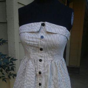 Pinstripe strapless dress