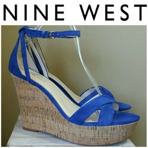 ♡Sale♡ New Nine West Joker Suede Wedge - Blue