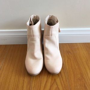 Nude faux leather booties