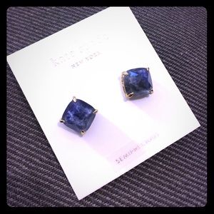 Kate Spade Semiprecious Sm Square Denim Blue Studs