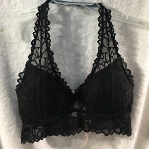 PINK by VS Floral Lace Halter bralette in black!