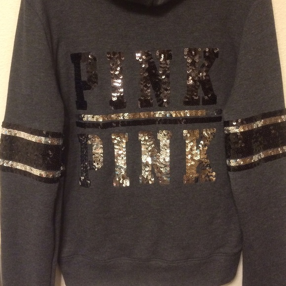 PINK Sequin Zip Sweater