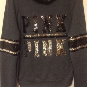 PINK Sequin Zip Sweater