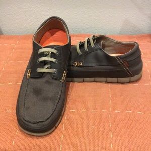 Worn once slip on canvas loafers - deep brown