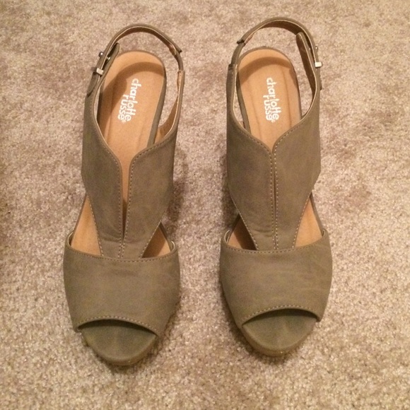 Charlotte Russe taupe suede wedges