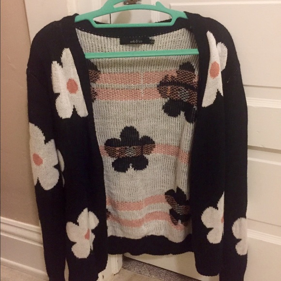 Ark & Co. Black flower cardigan.